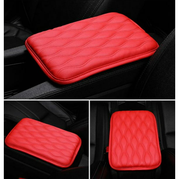 Car Auto Brown PU Soft Leather Central Armrest Cushion Mat Support Box Cover Pad